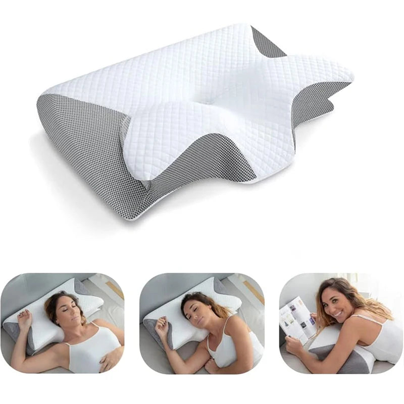 1pc Memory Foam Cervical Pillow, 2 in 1 Ergonomic Contour Orthopedic Pillow for Neck Pain, Contoured Support Pillows,Neck Pillow boutiken
