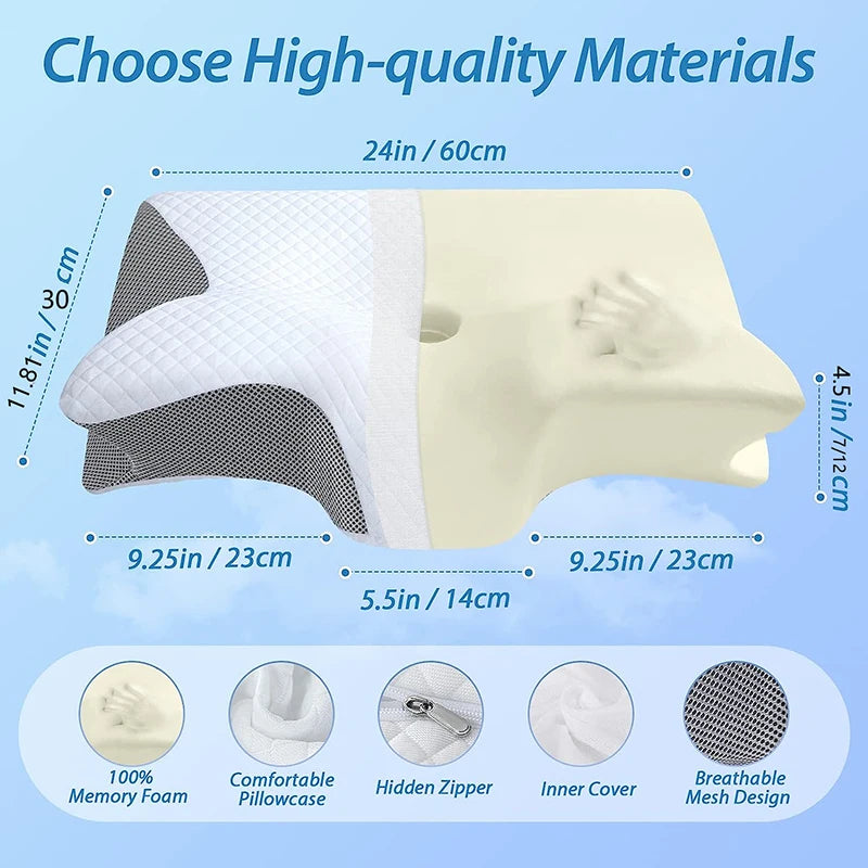 1pc Memory Foam Cervical Pillow, 2 in 1 Ergonomic Contour Orthopedic Pillow for Neck Pain, Contoured Support Pillows,Neck Pillow boutiken