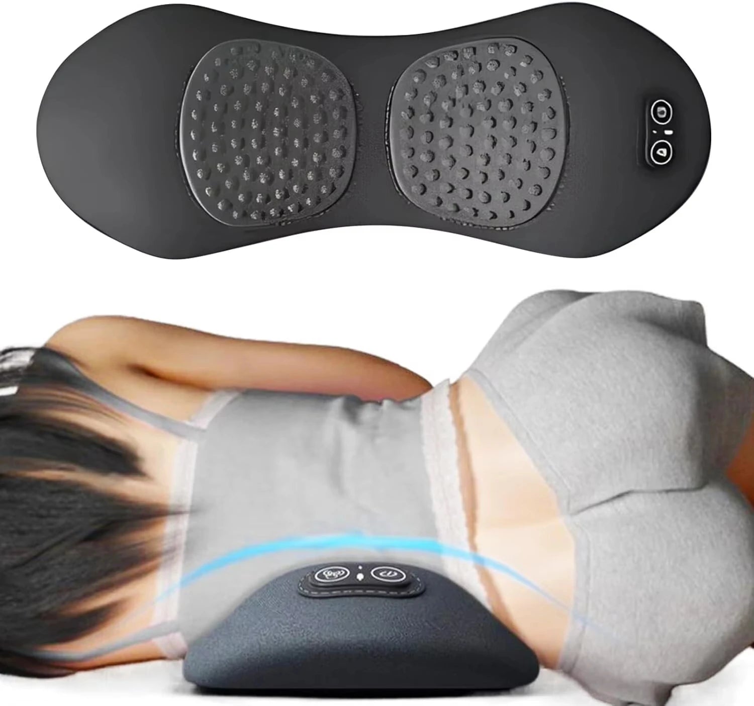3-in-1 Back Massager with Relief Bed Sleeping Shiatsu Deep Tissue Portable Shoulder Lower Back Pain Relief Waist Massager boutiken 20.69  boutiken DARK GRAY